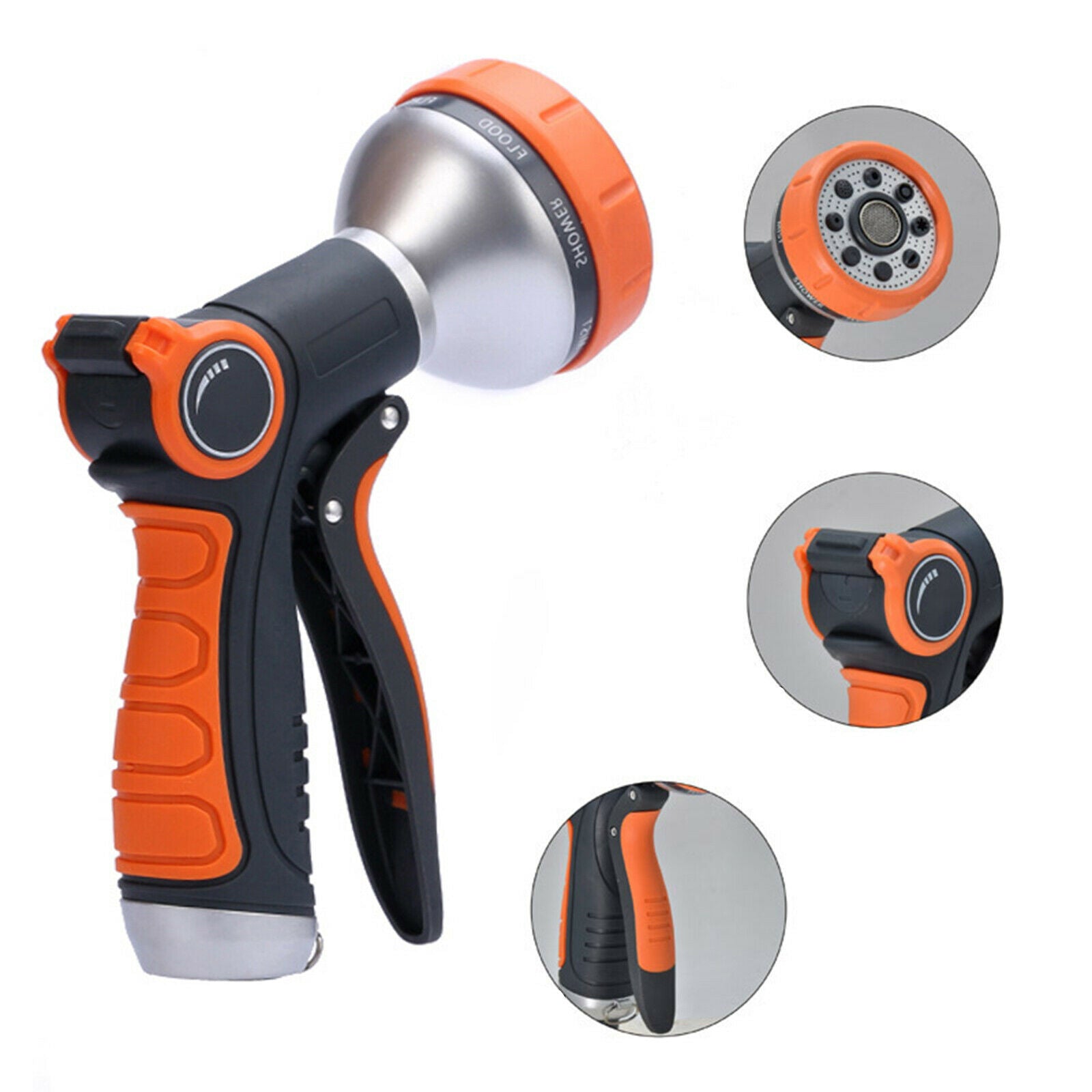 Garden Hose Nozzle Water Sprayer Heavy Duty Shower Jet 8 Spray Patterns