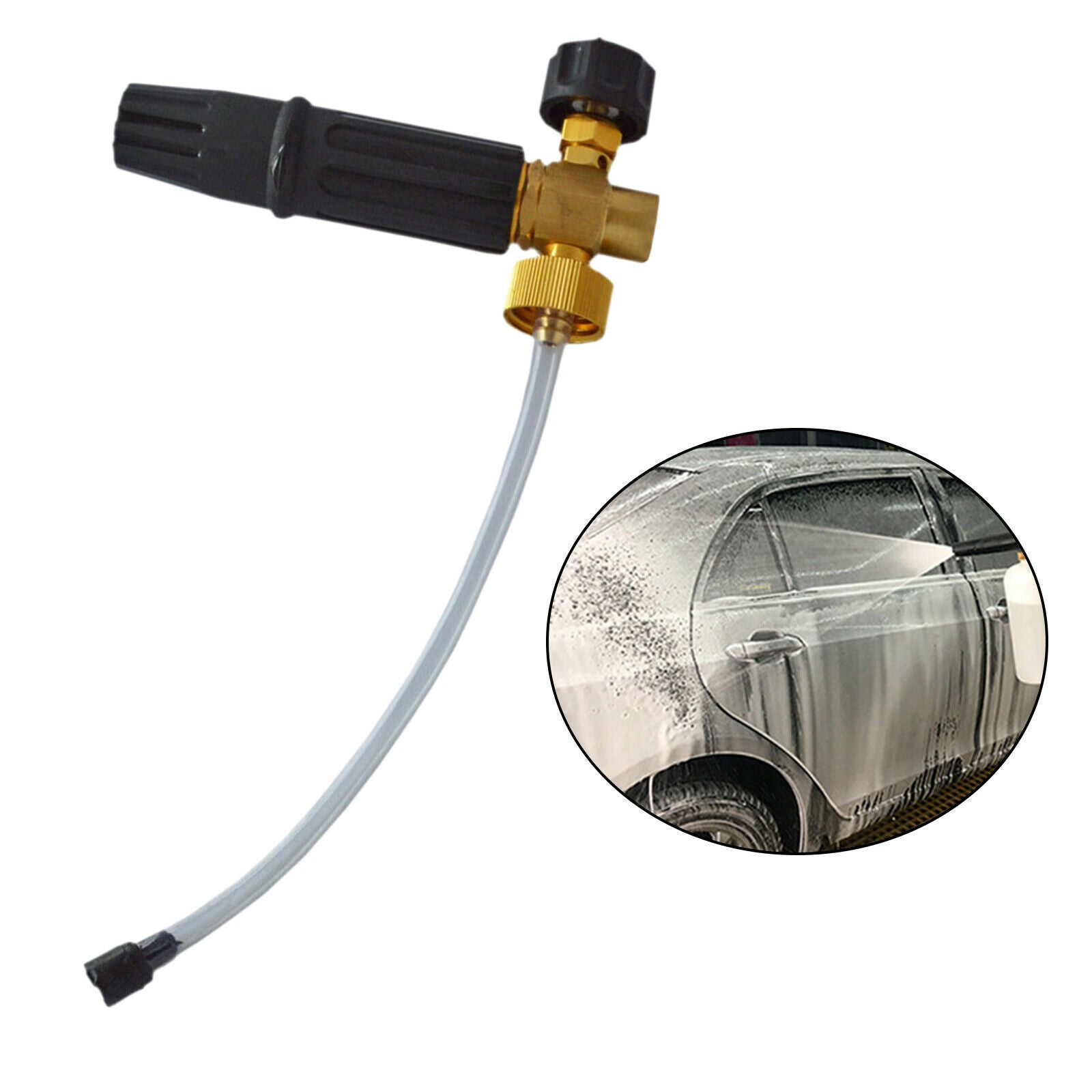 Brass Washer Foam Nozzle with 1/4" Quick Connector Foam Soap Gun Foam Wash