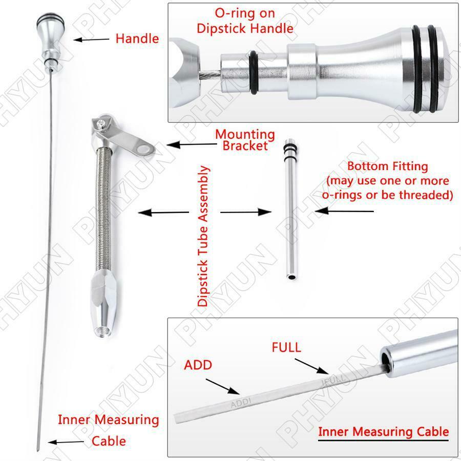 Stainless Steel Oil Pan Dipstick Passenger Side For SBC Chevy GMC Yukon Buick
