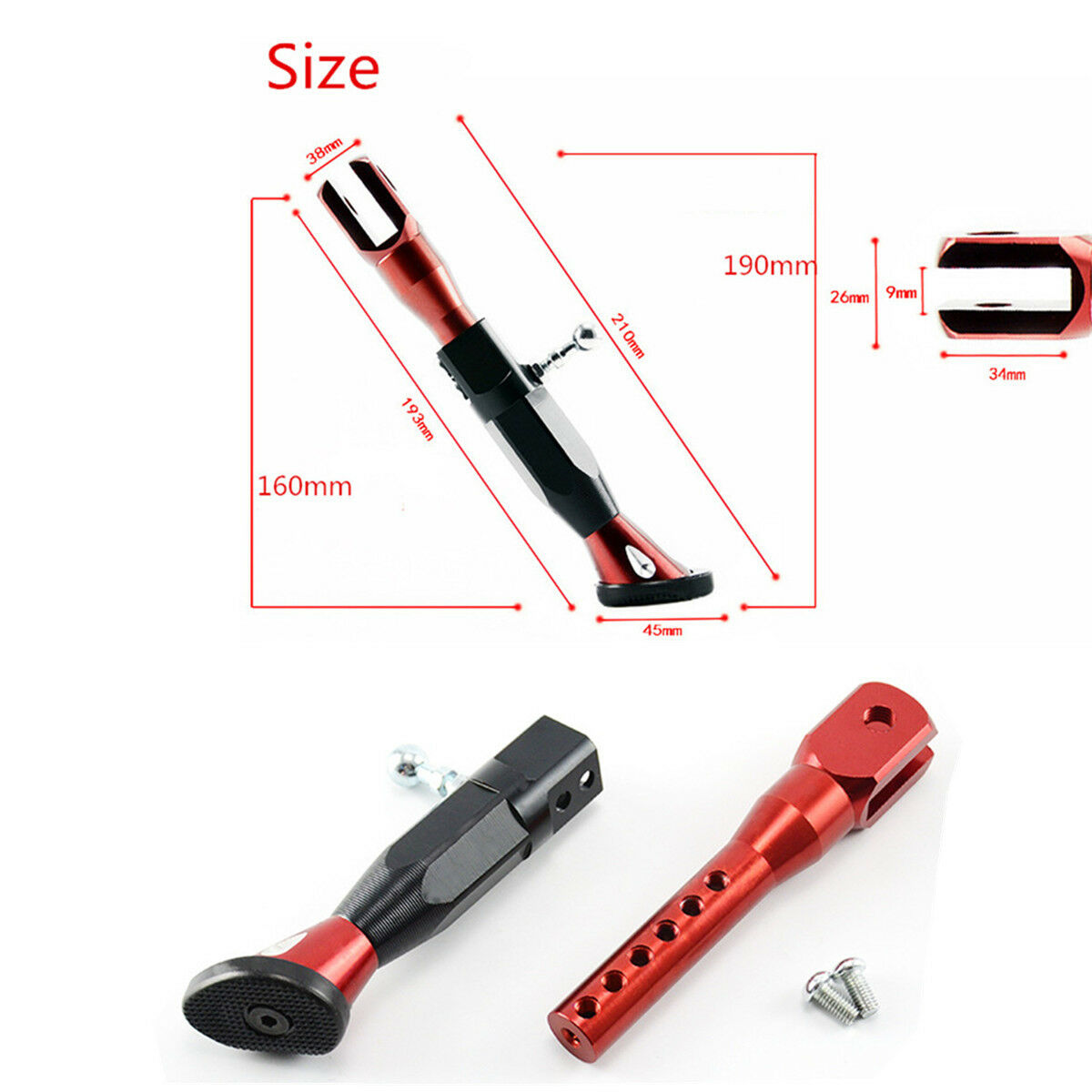 1 Pcs Motorcycle Side Kickstand 21-25CM Height Adjustable CNC Aluminum Alloy