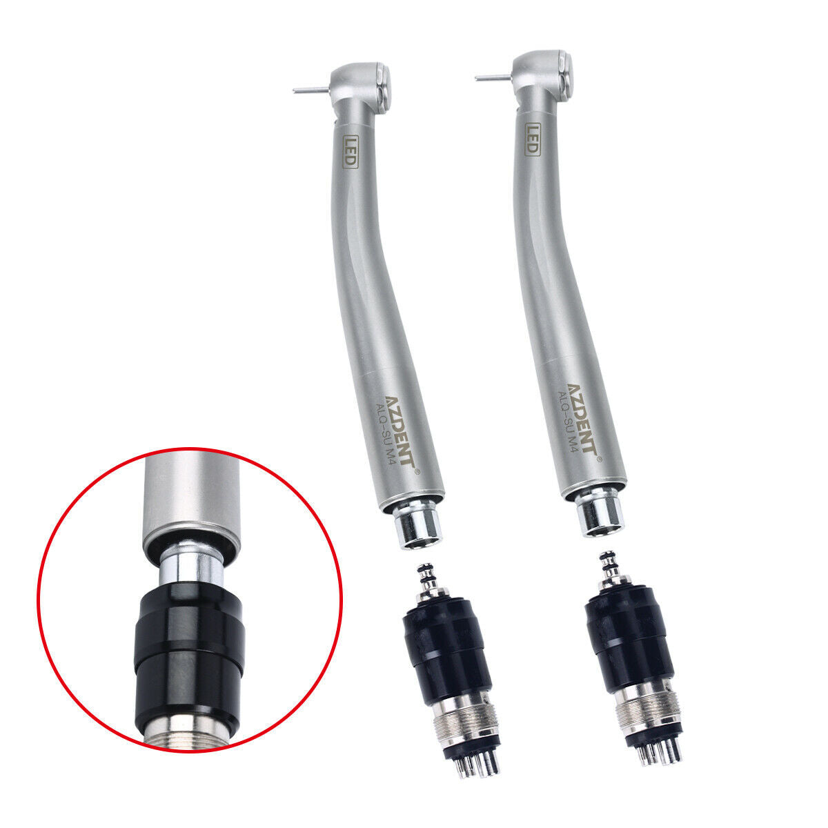 Dental 3PCS Clean Head LED E-Generator Handpiece Quick Coupler 4 Way Spray 4Hole