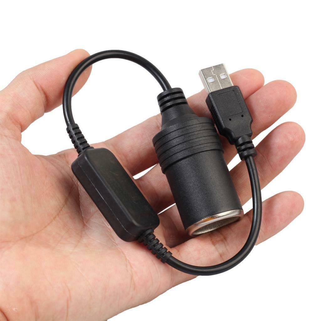 Car 300mm 5V 2A USB to 12V 1A Female Cig Lighter Socket Converter Power
