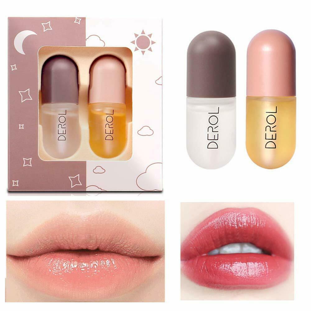 2PCS Natural Lip Plumper Lip Enhancer Lip Plumping Balm Moisturizing Lip Gloss