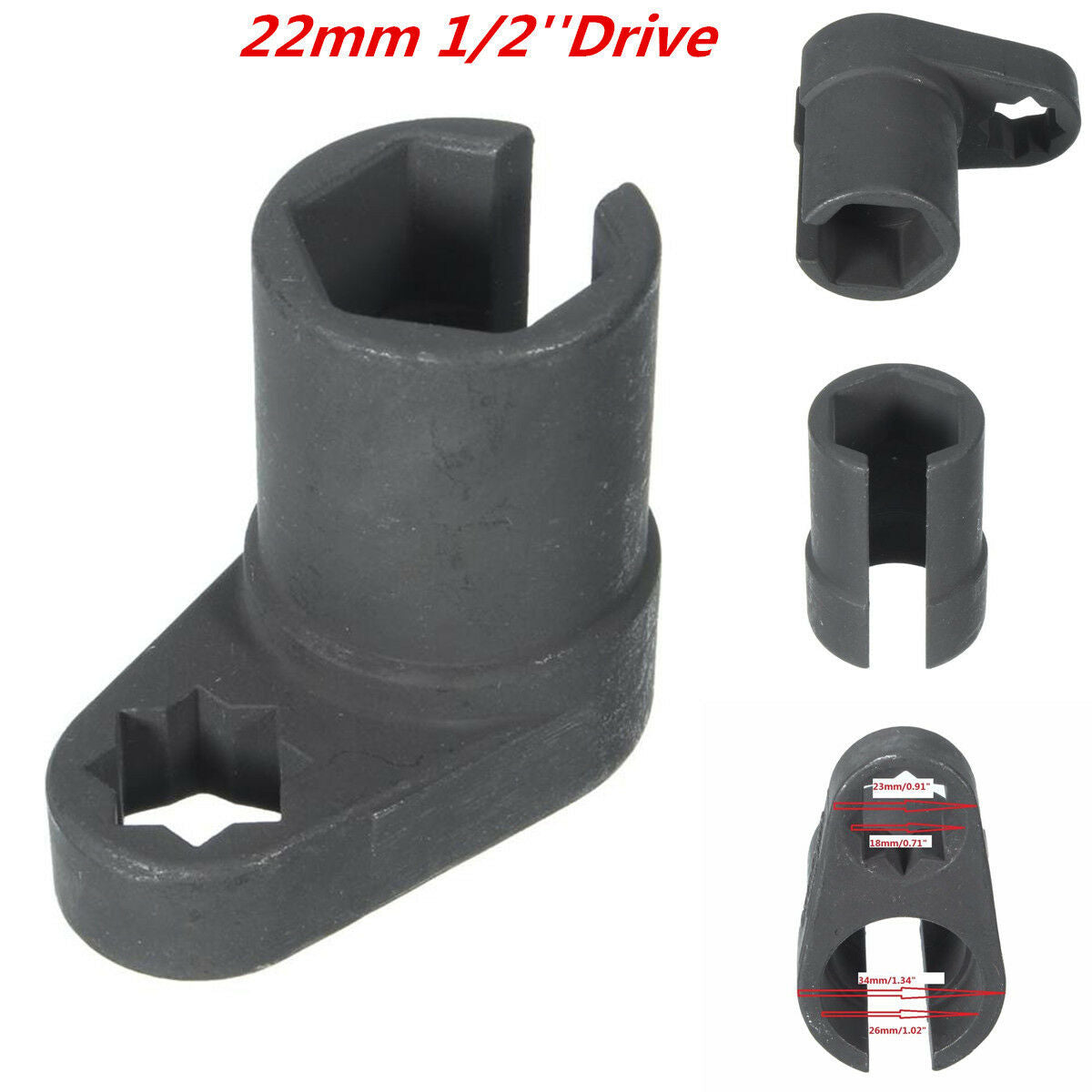 Universal 22mm 1/2'' Oxygen Sensor Socket Wrench Offset Removal Flare Nut Socket
