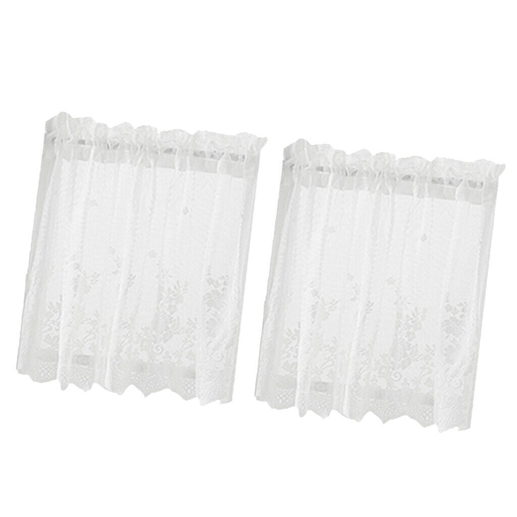 2 Panels Embroidered Lace Window Voile Sheer Curtain Valance Tier for Privacy