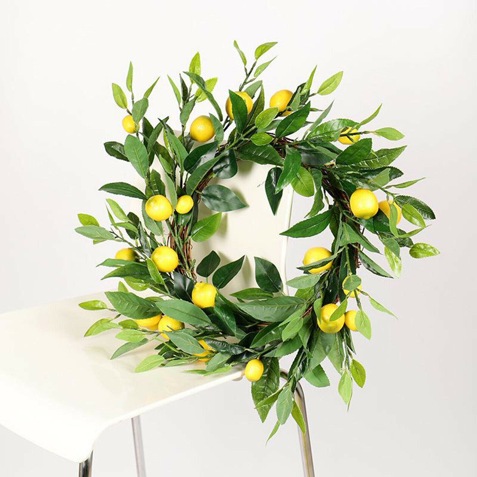 Artificial Lemon Wreath Yellow Hoop for Front Door Home Wedding Festival