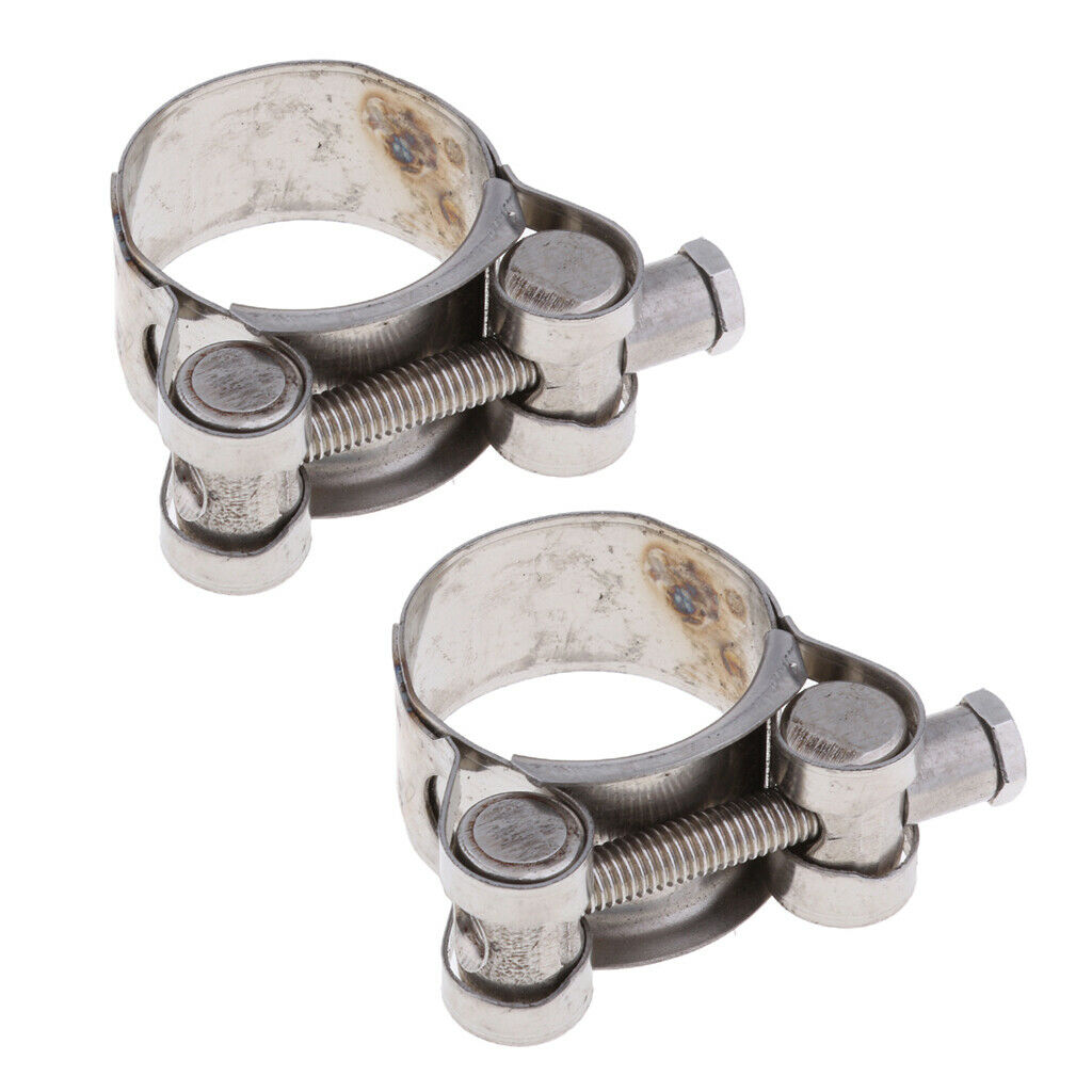 2Pcs Universal 29-31mm Motorcycle Exhaust Pipe Clamp Caliper Stainless Steel
