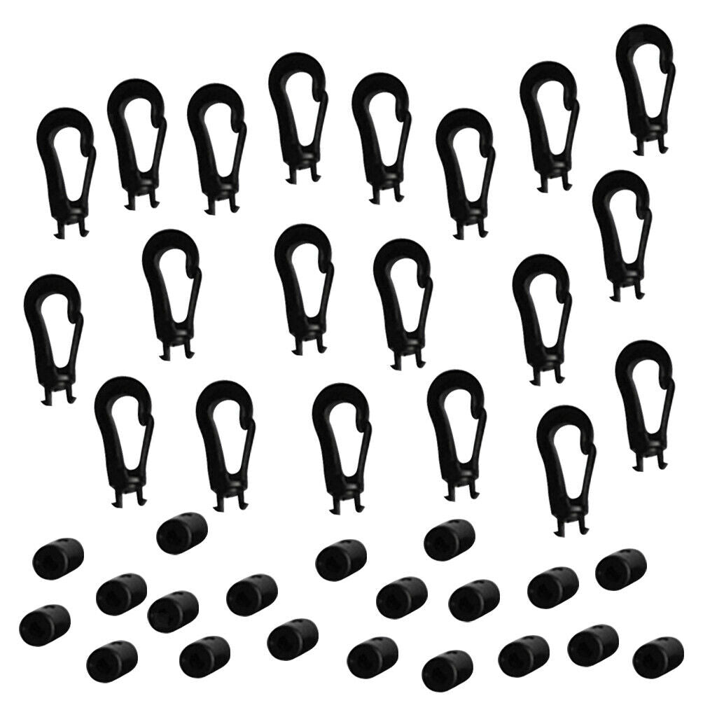 Pack of 20 Kayak Tent Shock Cord Hook Fitness Bungee Snap Clip Rope Terminal