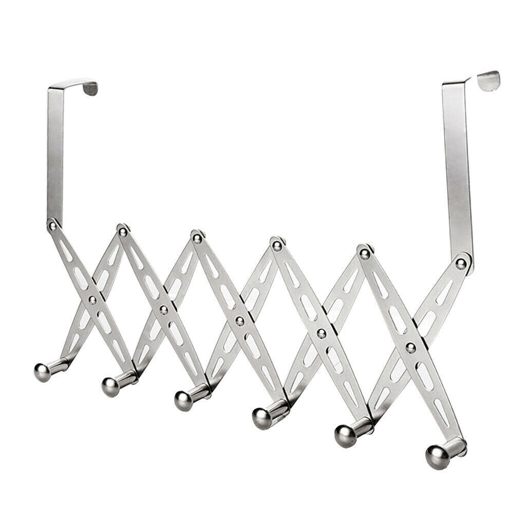 6 Hook Stainless Steel Over Door Hanger for Clothes Coat Robe Hanger Hanging