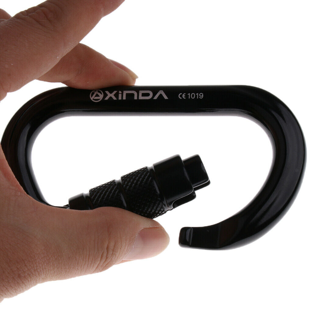2x 25KN Outdoor Rock Climbing Security Safety Buckle Carabiner Hook  Locking
