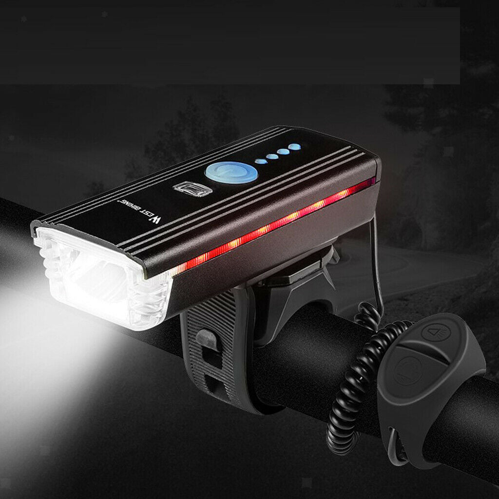 Waterproof Bike Horn Light Bicycle Headlight Sensor LED Bike Front Light 4 Modes