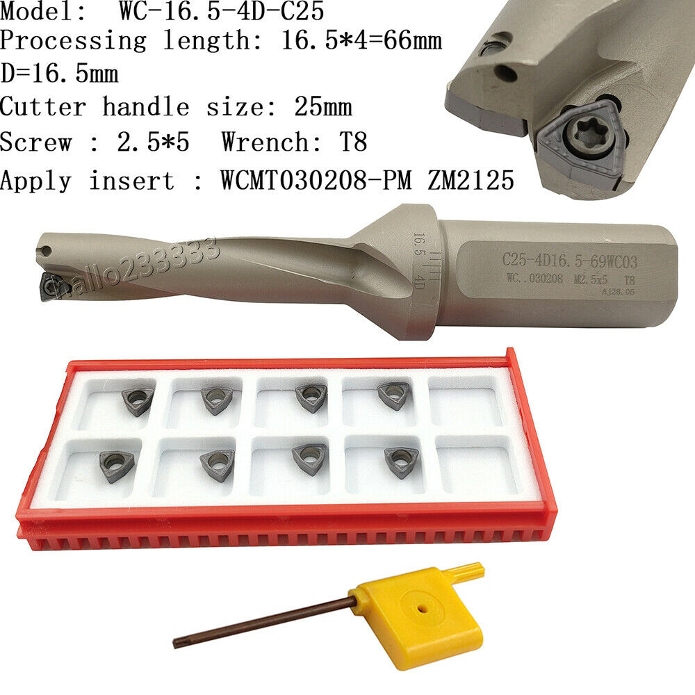 WPD-165-4D-C25 16.5mm U drill indexable drill + 5PCS WCMT030208-PM ZM2125 insert