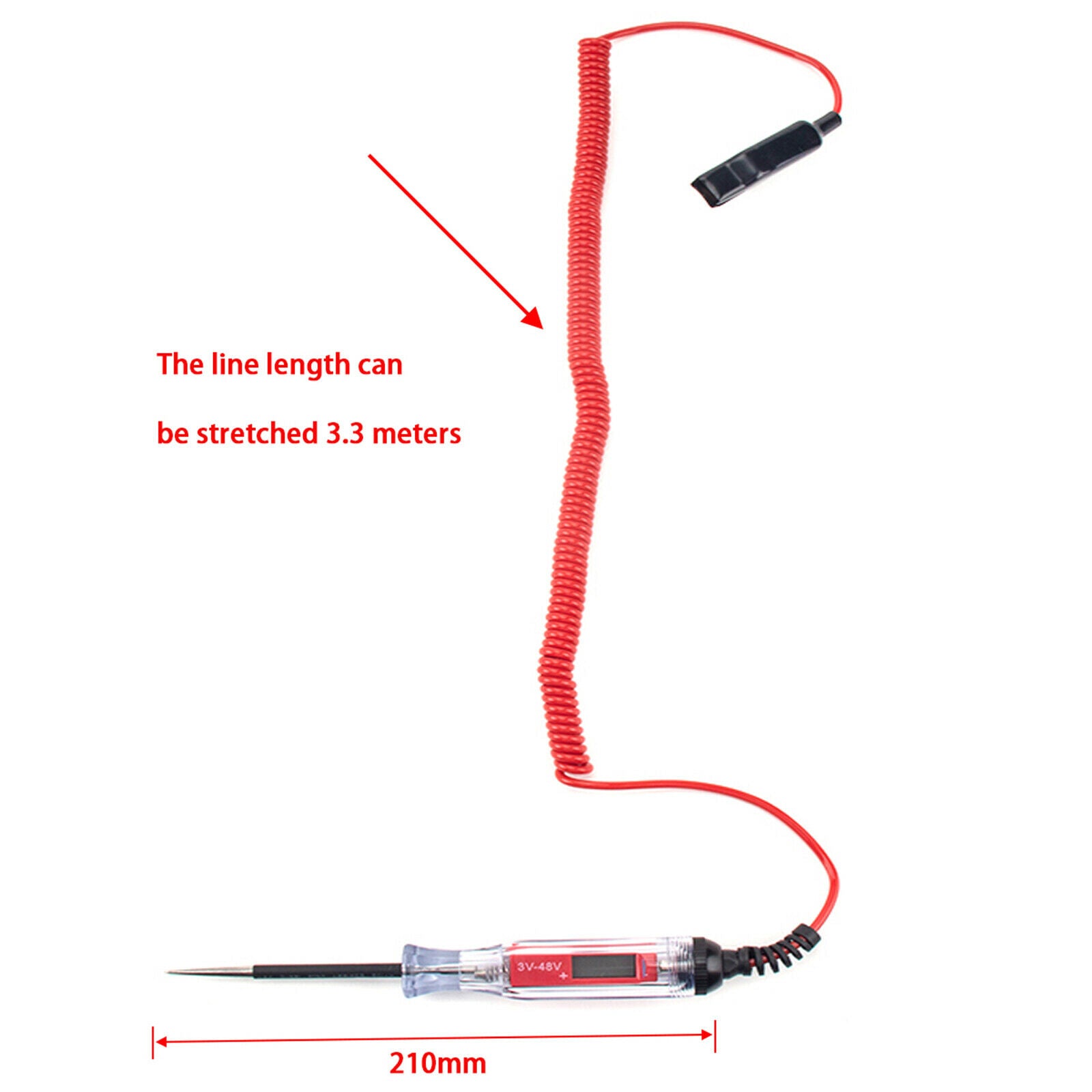 Heavy Duty 3-48V Auto LCD Circuit Tester Test Pen with Stainless Probe