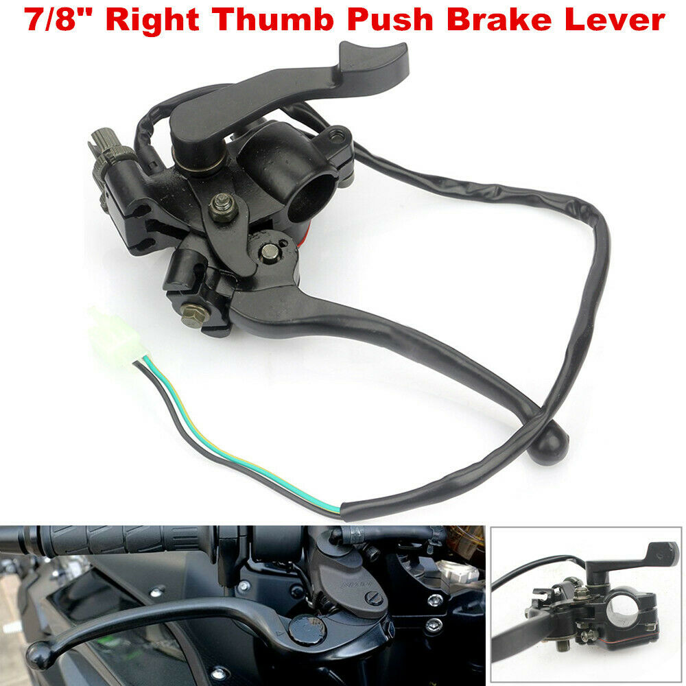 Motorcycle ATV Dirt Bike Right Thumb Push Brake Lever 7/8" Handle Bar 50CC-250CC