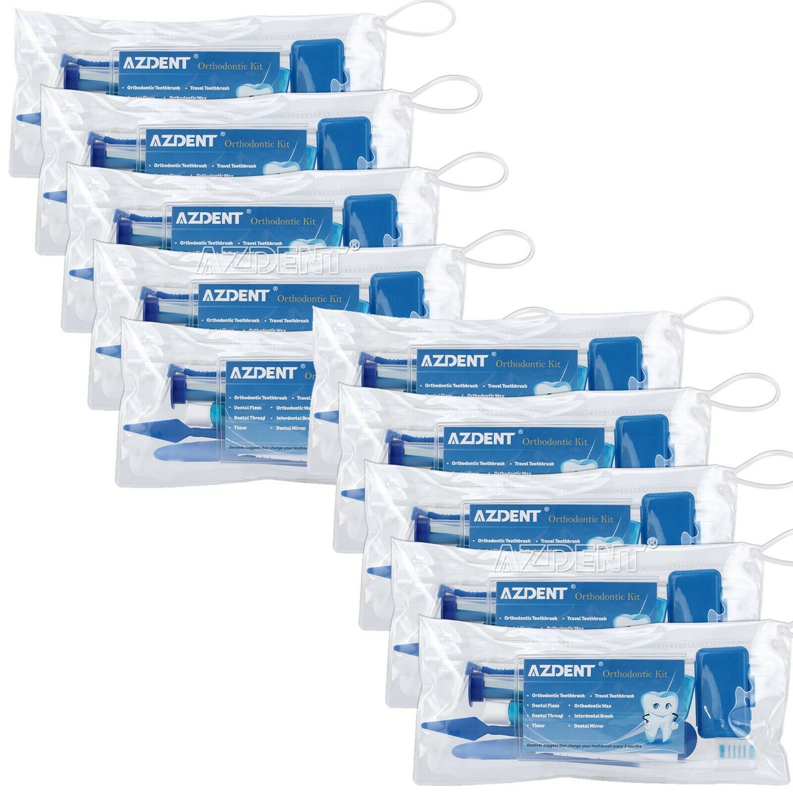 5X Dental Teeth Oral Cleaning Care Orthodontic Kits Brush Floss Thread 8pcs/kit