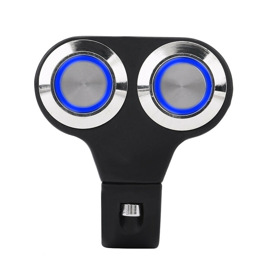 Motorcycle 7/8" 22mm Handlebar Switch Headlight Hazard Fog Light ON/OFF Blue LED