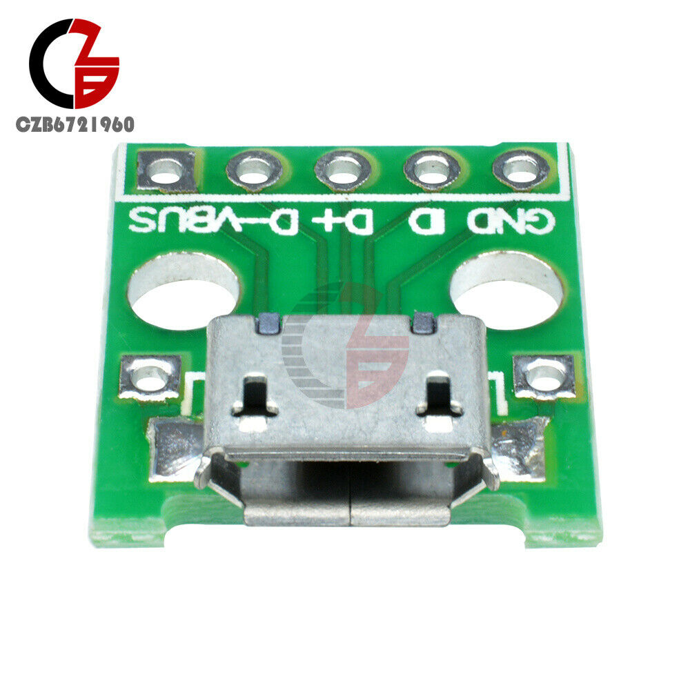 5pcs MICRO Female USB to DIP Adapter Converter for 2.54mm PCB Board DIY Power
