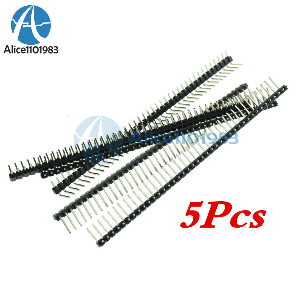 5PCS 40Pin 2.54mm Single Row Right Angle Pin Header Strip For Arduino Kit
