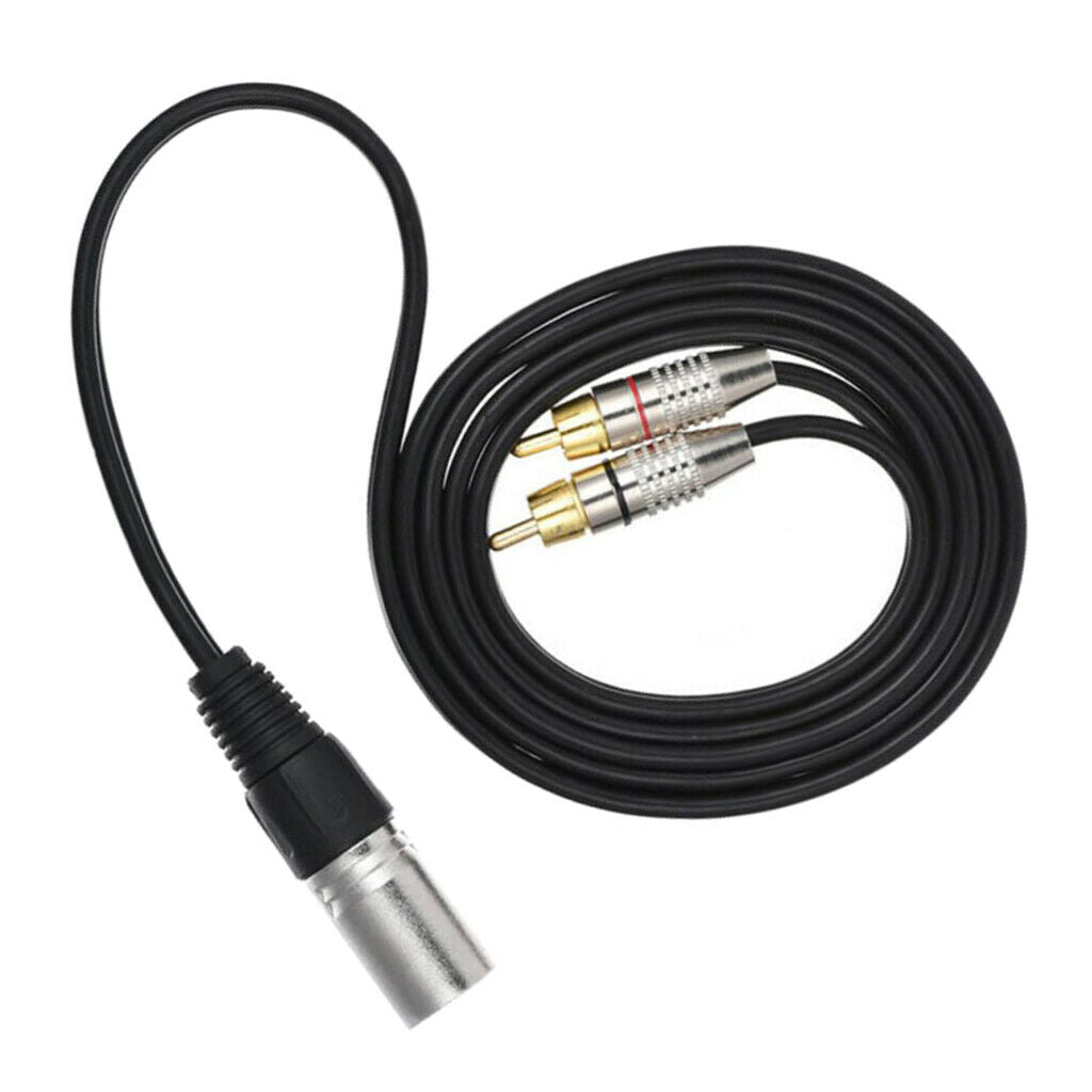 2X Double RCA Male to XLR Male Audio Cable Splitter Connector Adapter Cord 5M