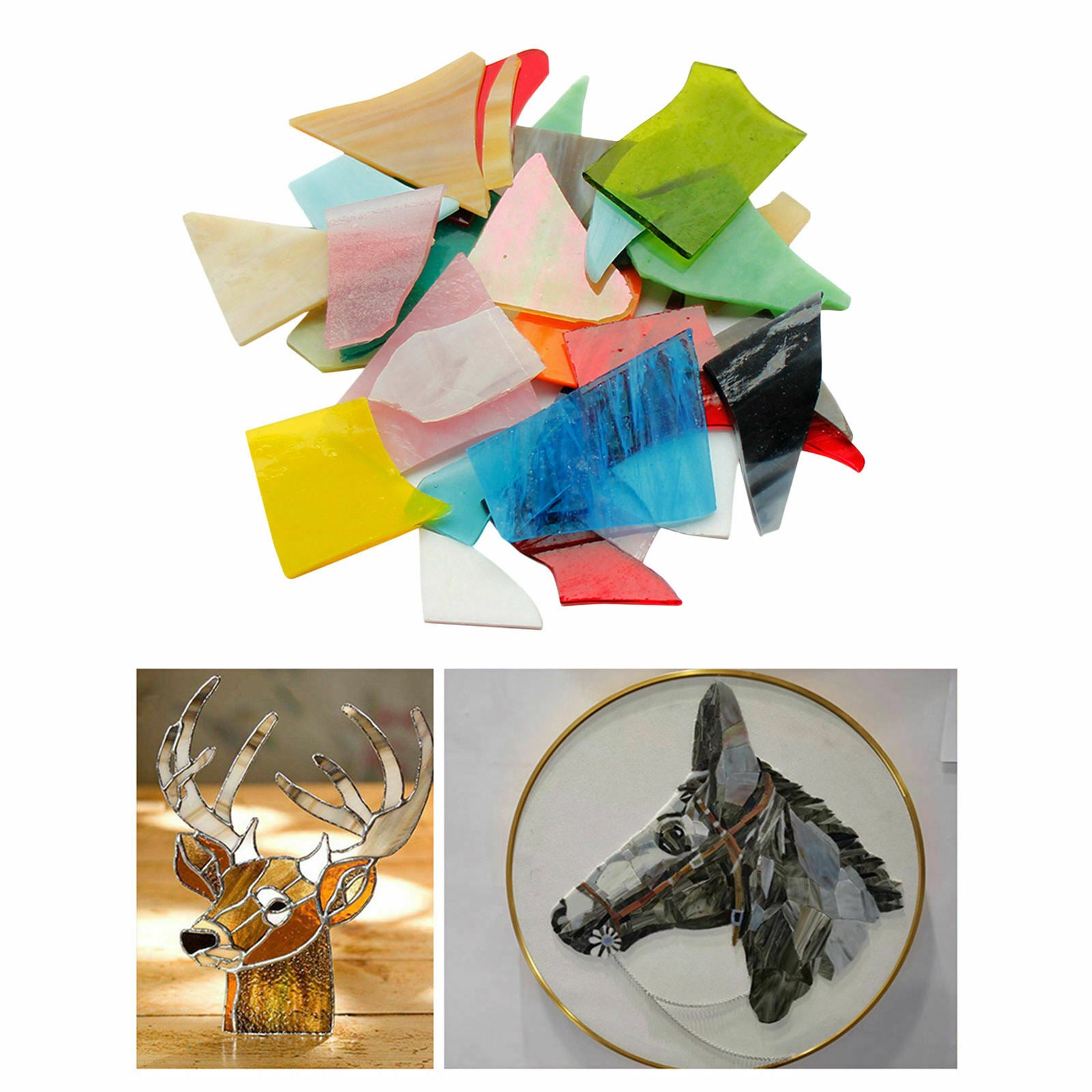 Irregular Mosaic Glass Pieces Colored Stained Glass Tiles DIY Picture Frame