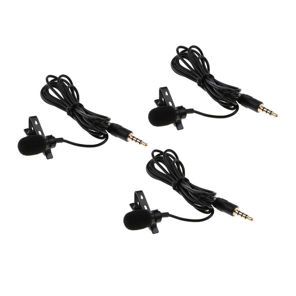 3 Pcs Lapel Mic For /iPad/Android/Smartphone 3.5mm Stereo Connector