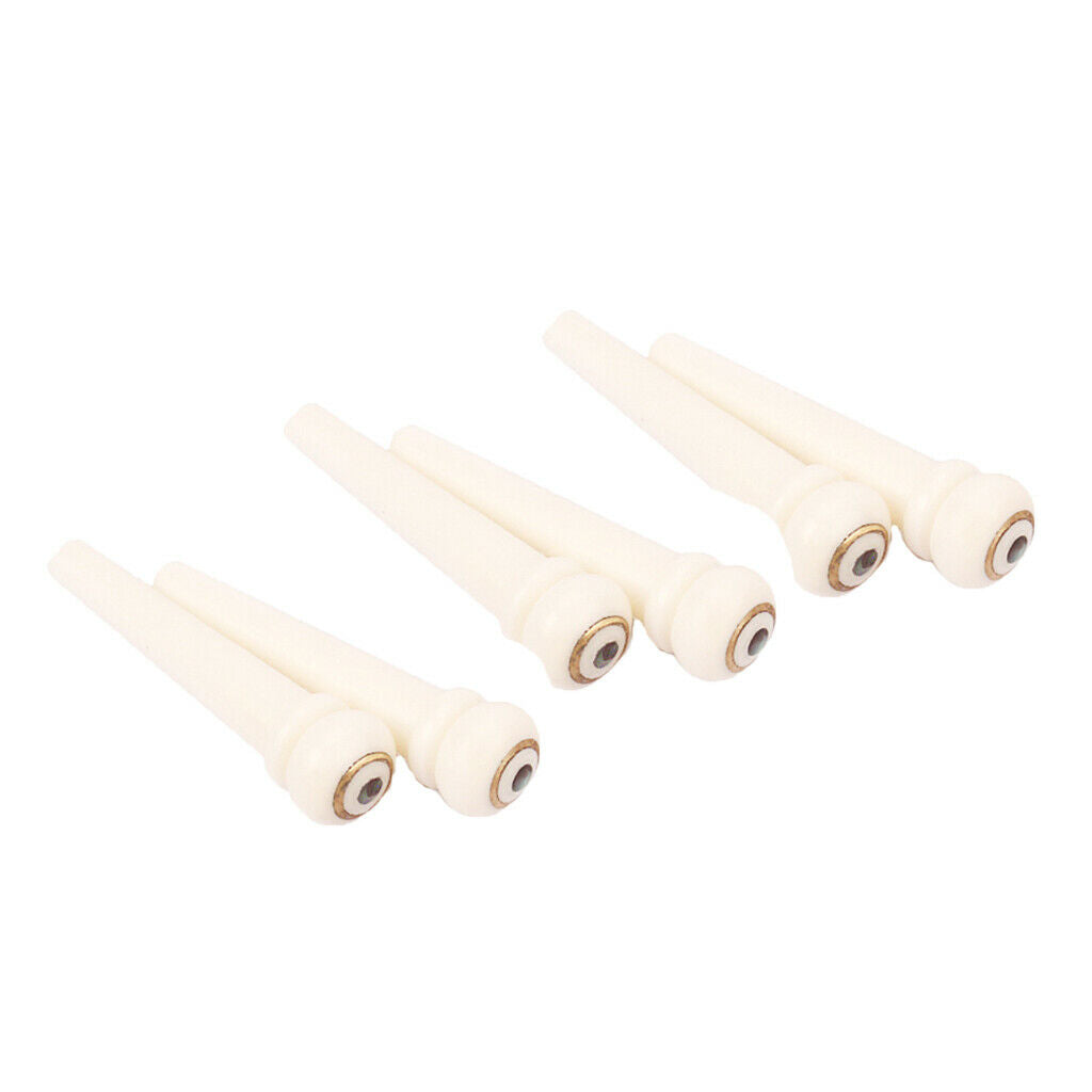 6 Pcs Cattle Bones Guitar Pins Pins Copper Circle Abalone Dot For Guitar