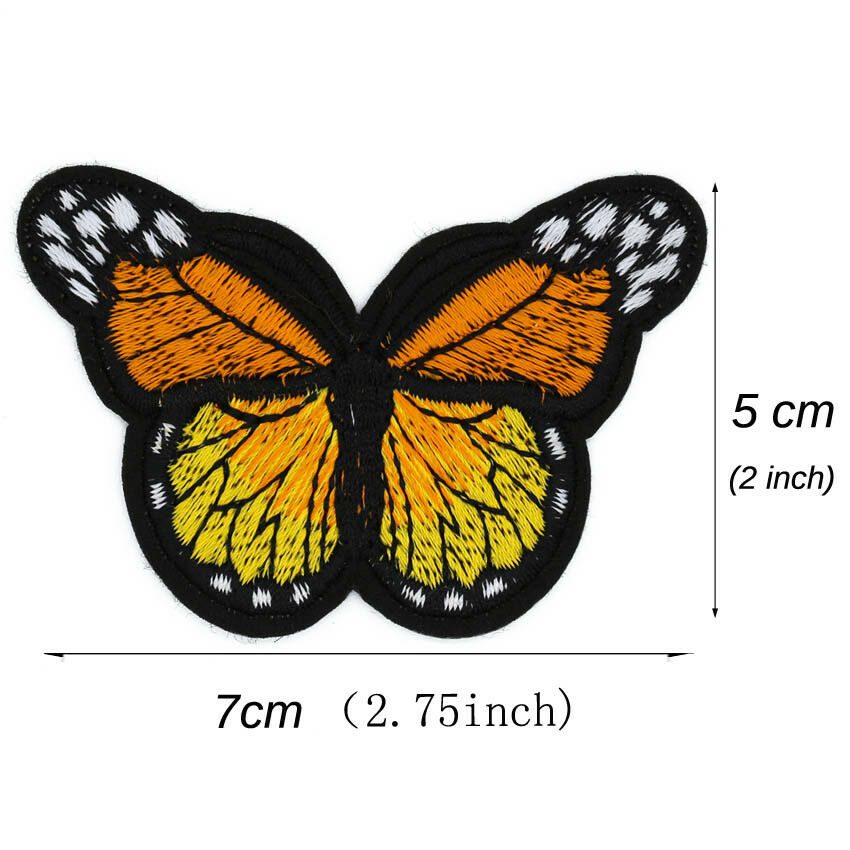 3Pcs Orange Embroidery Butterfly Sew On Patch Badge Embroidered Fabric Applique