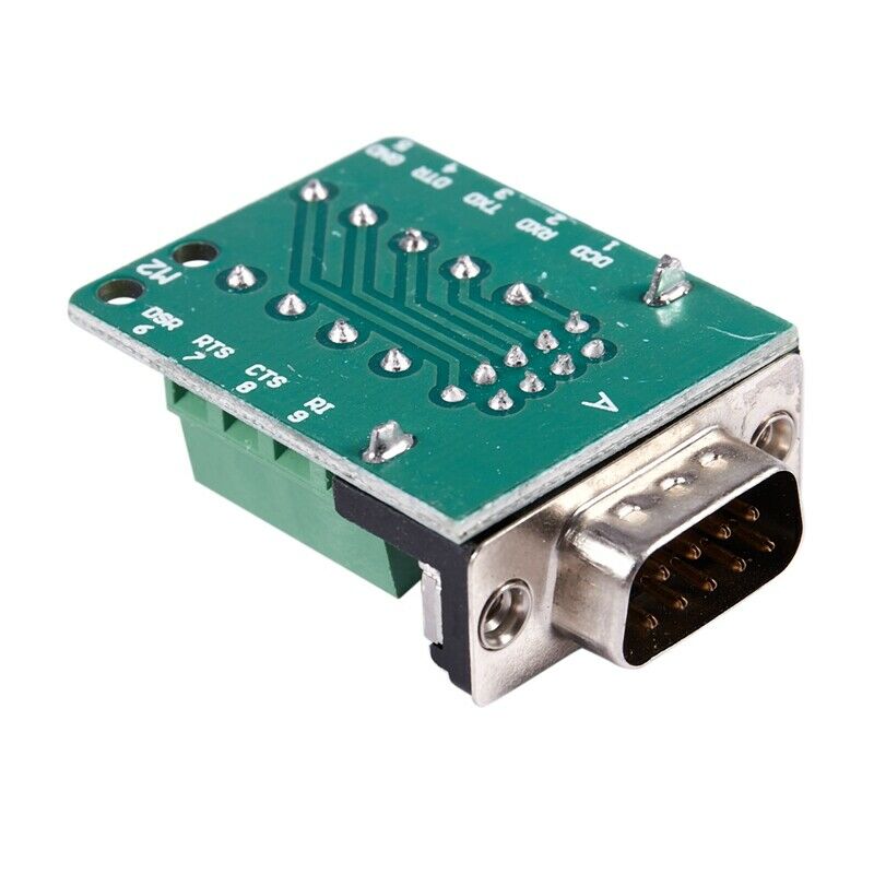 DB9 D-SUB 9 Pin Male Adapter RS232 to Terminal Connector Signal Module Green CP3