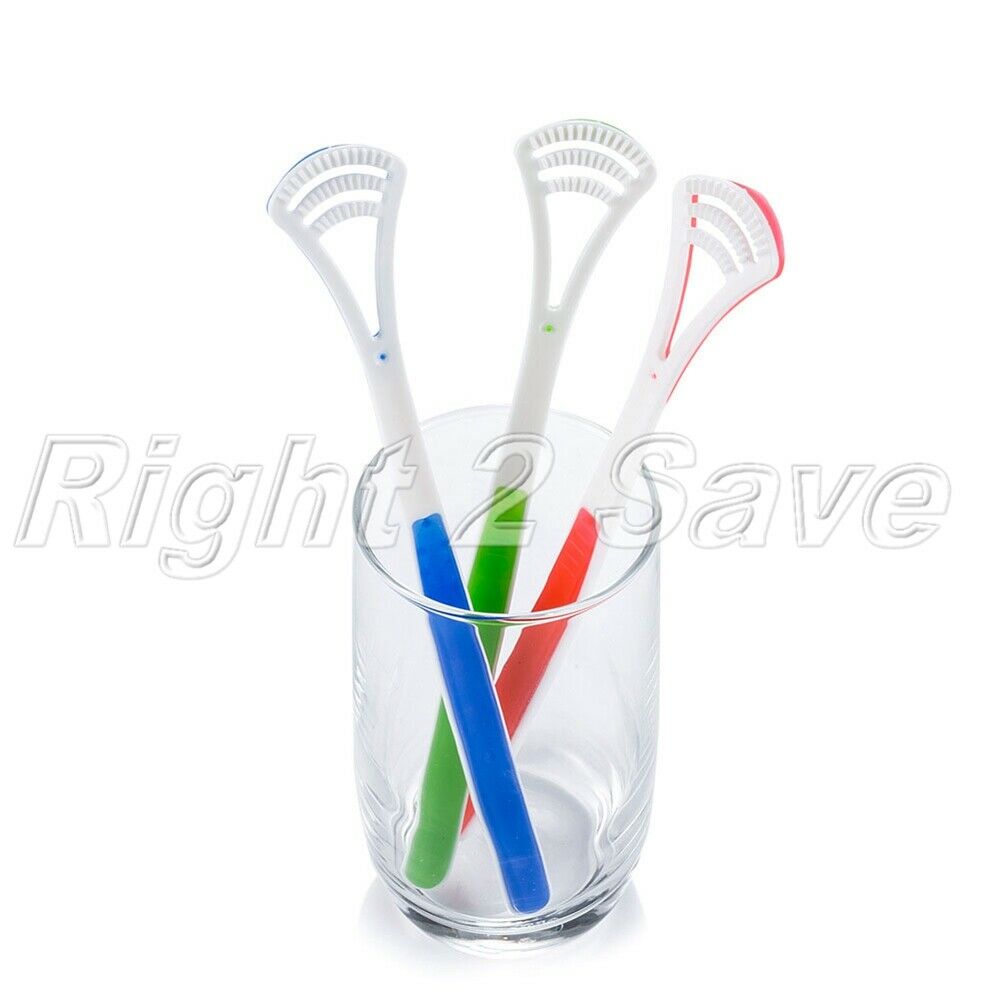 1X Double Head Plastic Tongue Cleaner Brush Scraper Deep Clean Oral Hygiene Care
