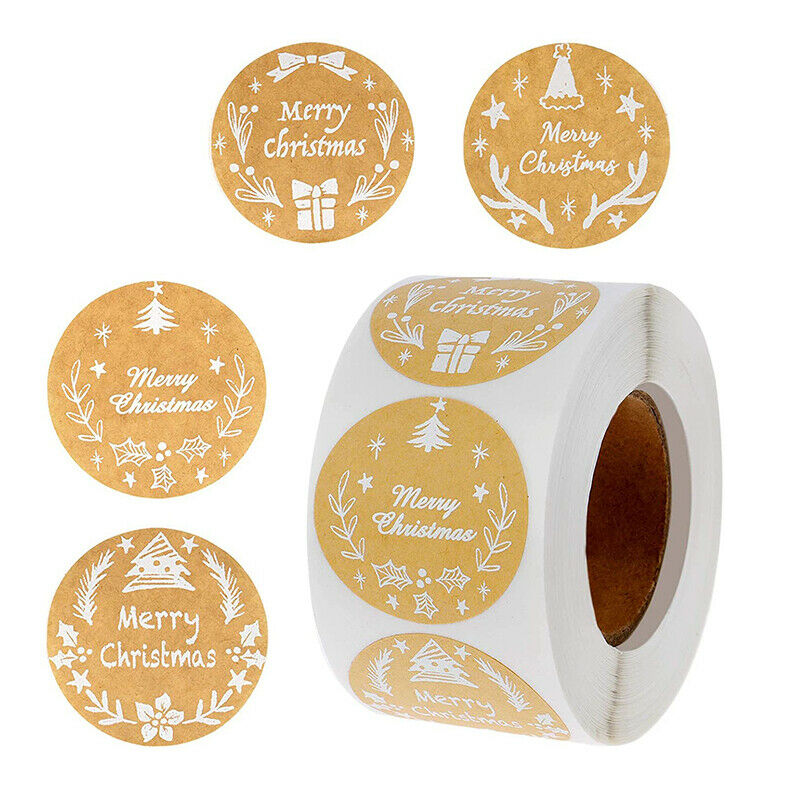 500Pcs Merry Christmas Stickers Christmas Tags Wrapping Gift Box LabelBDAU