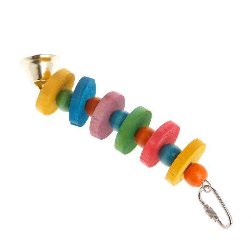Parrot Chew Strands Bite Teeth Molar Wooden Colorful Beads Ball Bell Sound Birds