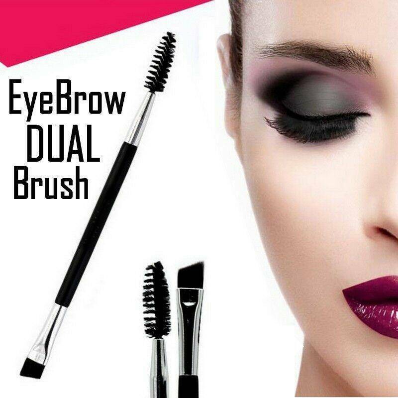 Eyebrow Shaping Duo Double Ended Flat Angled Eyeliner Mascara Make Up Brush US