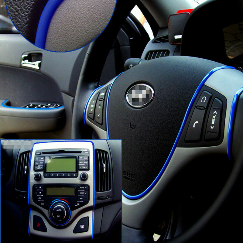Blue Flexible Trim Car Interior Moulding Strip Decorative Line 16ft 5M 4mm