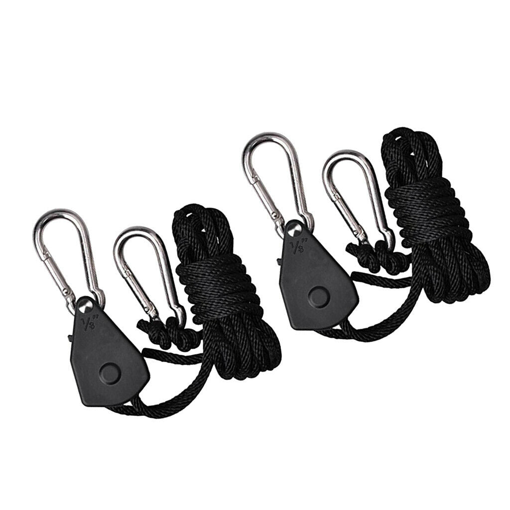 2 Pair 150lbs Adjustable Ratchet Rope Grow Light Rope Hanger Garden Supplies