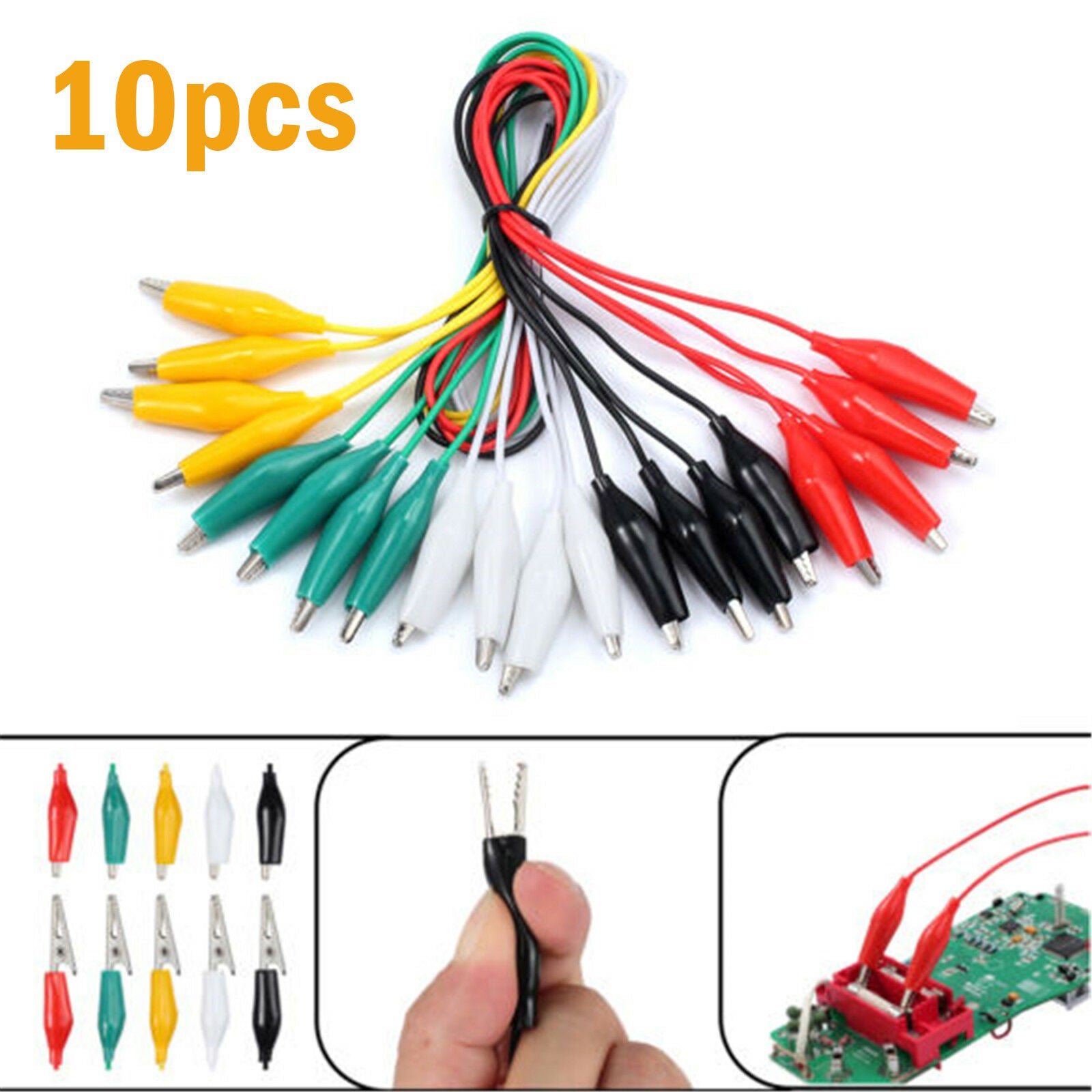 10x 20" Electric Double Ended Alligator Clamp Crocodile Clip Jumper Wire Cable