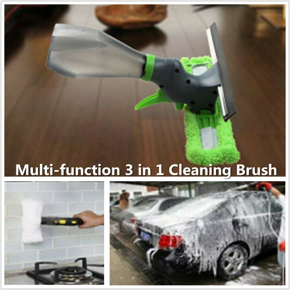 Car Cleaning Brush Kit Multi-Function Water Spray Brush Home Glass Wipe Scraper
