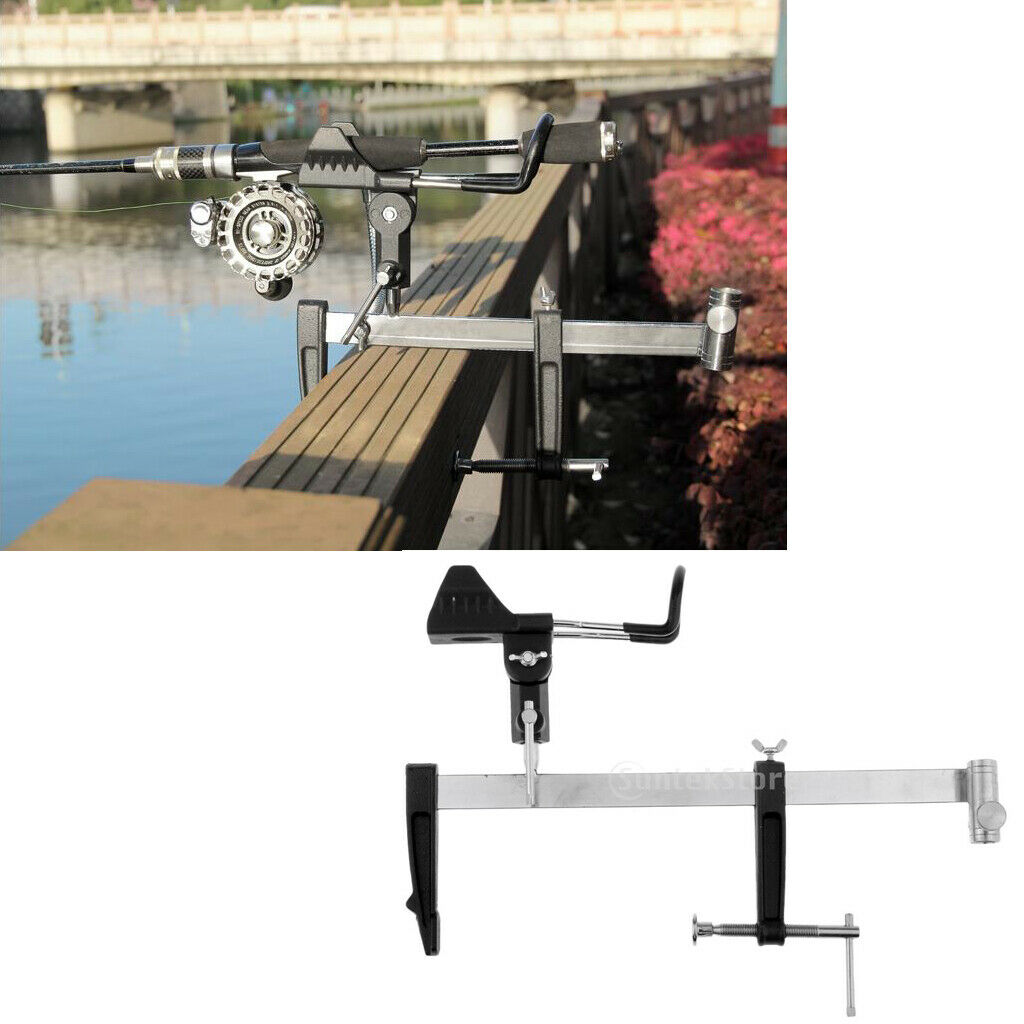 Adjustable Fishing Rod Holder Rest Pole Braet W/ Baits Tray Stand