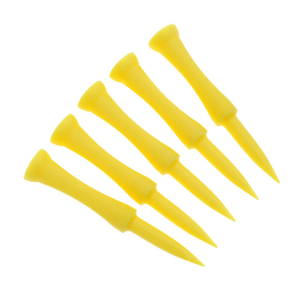5pcs-set plastic golf tees 70mm yellow