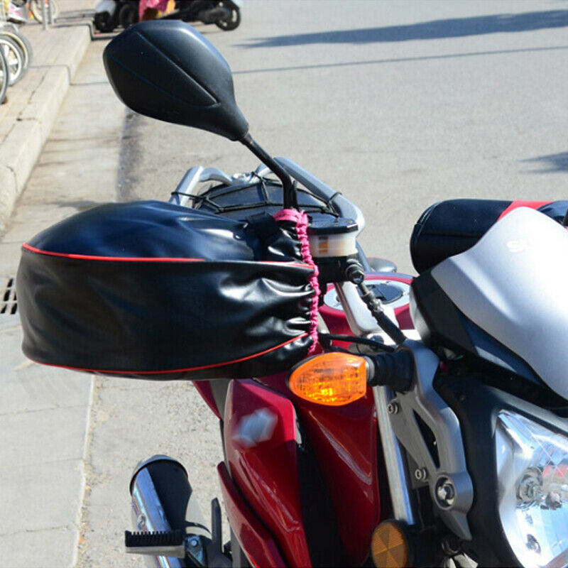 Motorcycle Scooter Bikes Winter Windproof Thick Warm Leather Handlebar Gloves