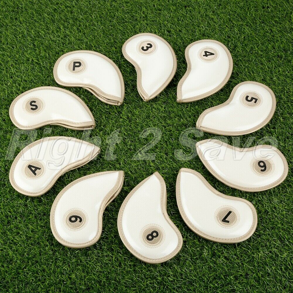 10Pcs/Pack Water-proof Golf Iron Head Covers Headcover Sleeves Numbers White New