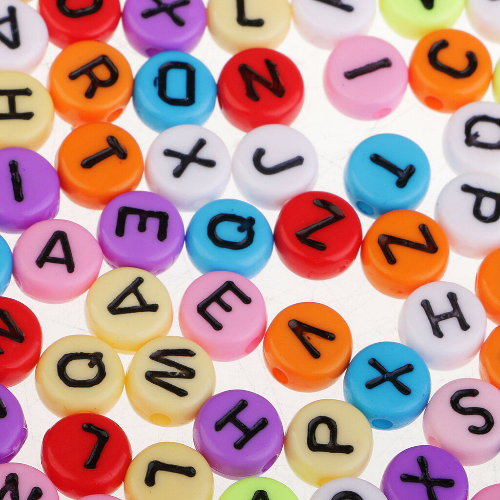 100x Kids Alphabet Letter Beads Bracelet Making Spacer Beads 8mm Multicolor
