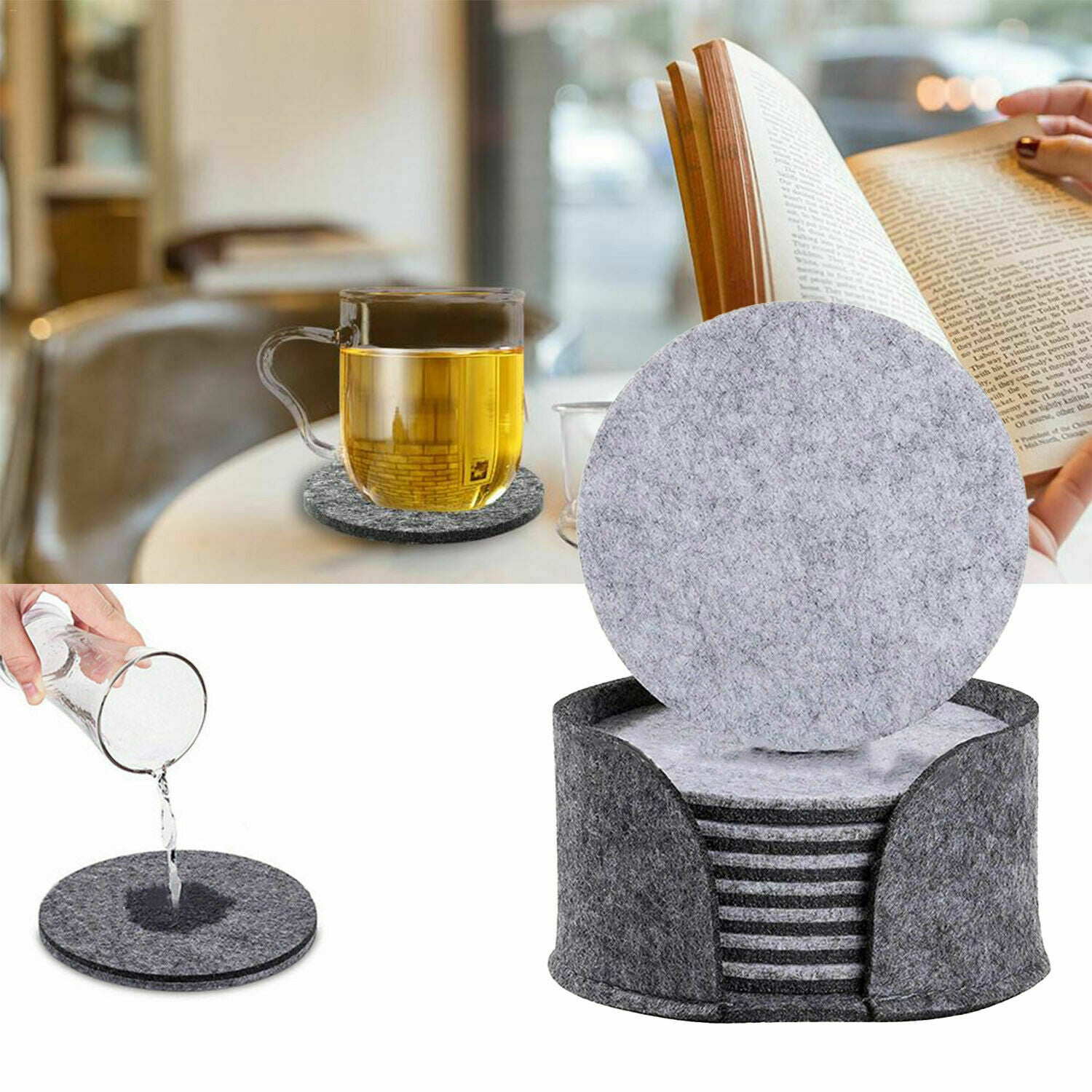 10 Pcs Round Felt Coaster Dining Table Protector Pad Heat Resistant Cup Mats