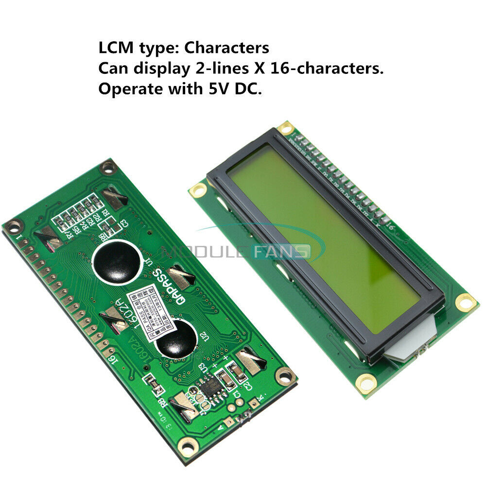 2PCS 16x2 1602 HD44780 Character LCD Display Module Controller Yellow Backlight