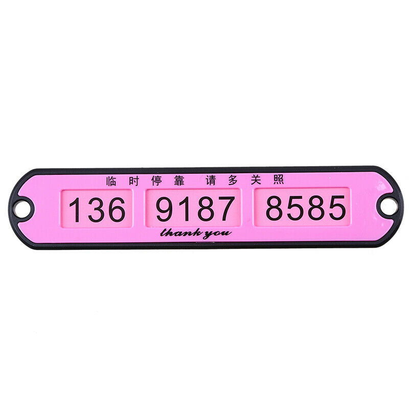 Pink Temporary Car Parking Card phone Number Plate Suction Cup