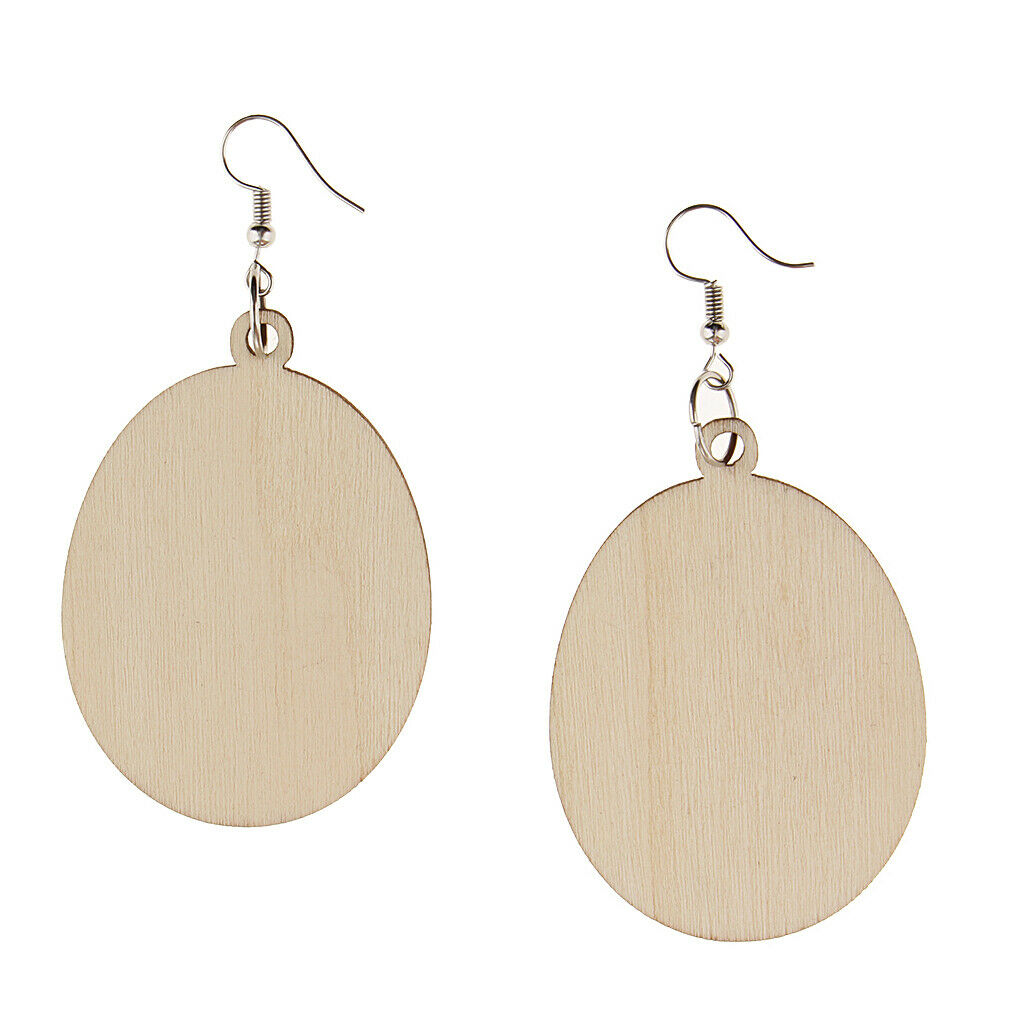 2 Pairs Ethnic Big Geometric Round Circle Teardrop Wooden Dangle Earrings