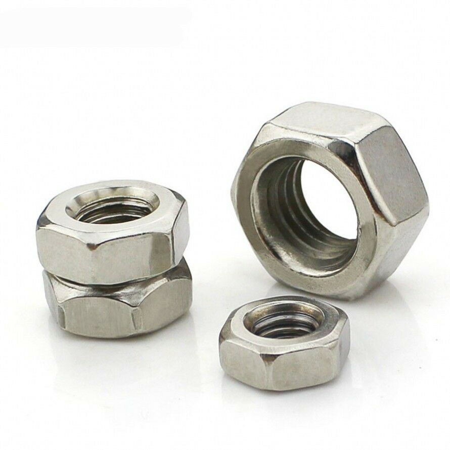 Qty 1 - M12 x 1.75mm Pitch Stainless Steel Left Hand Thread Hexagon Full Nuts