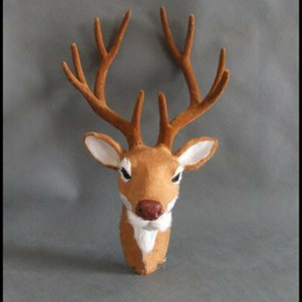 Animal Simulation Wall Sculpture, Yellow Faux Fur Deer Head Crafts Statues, Home