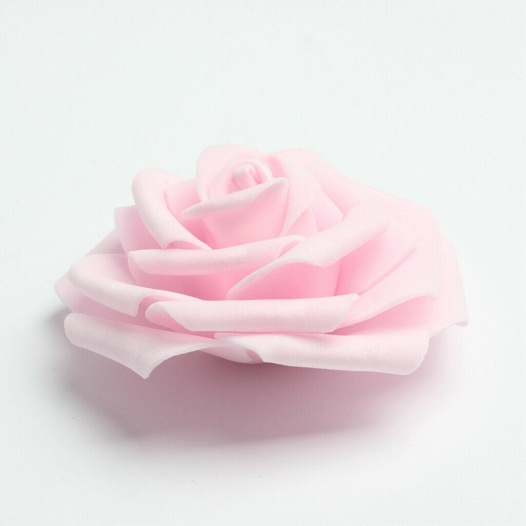 100 Pack Mini Artificial PE Rose Flower Head DIY Home Decor Craft 8cm Pink