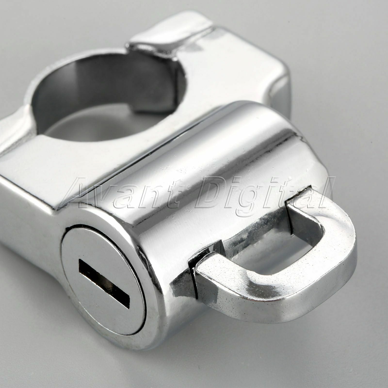 Motorcycle Motorbike Chrome Helmet Lock 2 Keys with 22mm Handlebar Hanger Hook