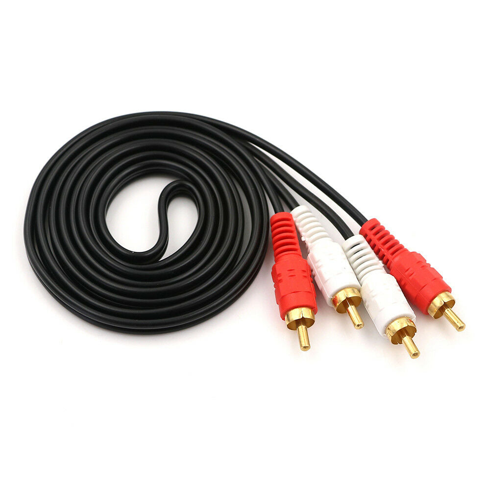 Dual RCA 2RCA Phono Plug Male to Male Audio Cable Lead Connector 1.5M^.l8